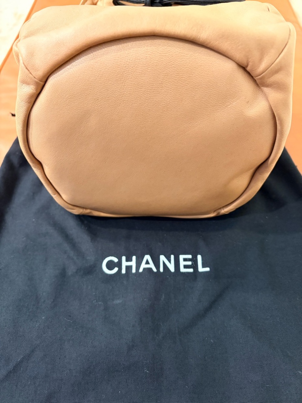 CHANEL Lambskin Leather Mini Drawstring Bag with Black Trim - Picture 3 of 9
